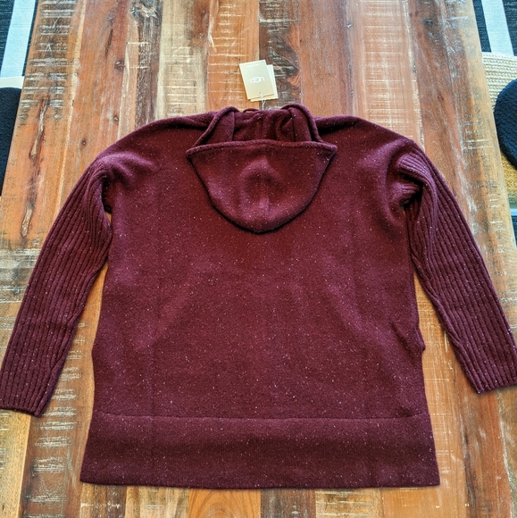 UGG Elyse Cashmere Burgundy Hoodie Sweater - Picture 6 of 8